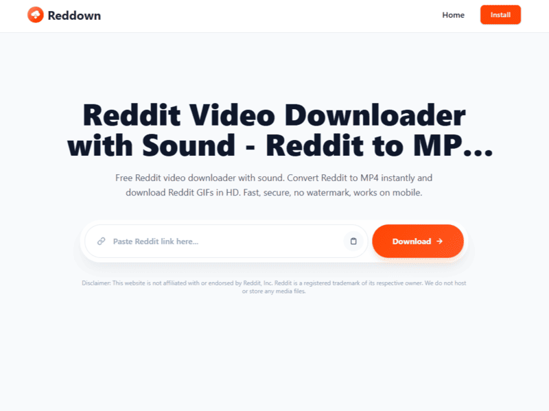 Reddit video downloader with sound interface
